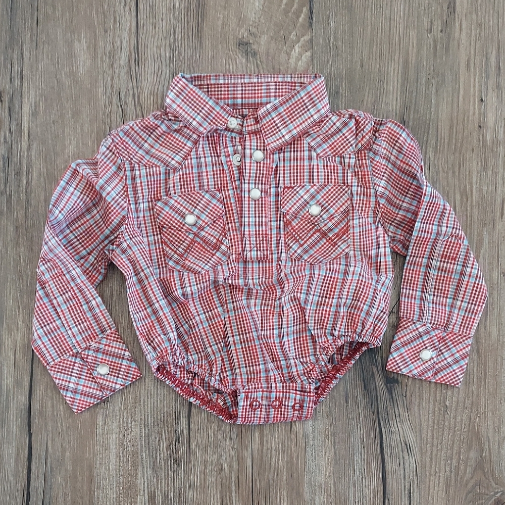 Wrangler Red White Plaid Button-Down Baby Shirt